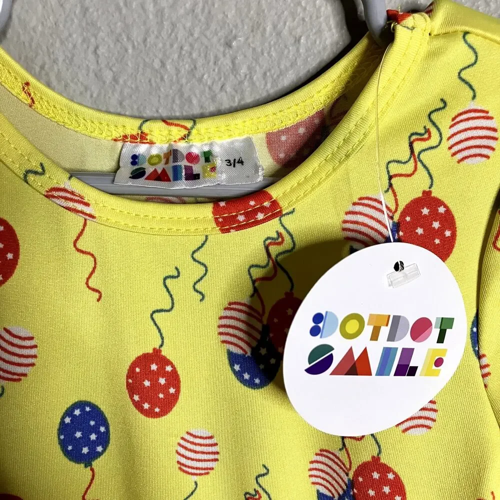 Dot Dot Smile Balloon Dress Size 3-4 Birthday Cap Sleeve Twirl